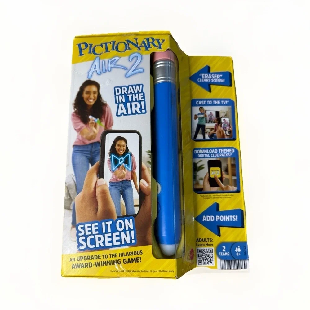 Mattel Pictionary Air 2 Family Game Draw in the Air, Cast to TV, 2 Teams